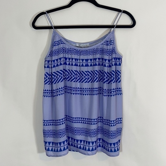 COLLECTION By Cezele CZ Blue Geometric Bohemian Tank Small NWT - Picture 1 of 7